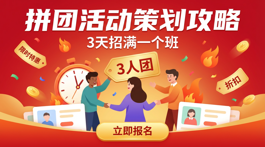 教培机构拼团活动策划全攻略：3天招满一个班